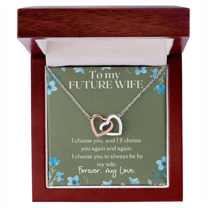 Gift For Future Wife - Always By My Side - Interlocking Hearts Necklace
