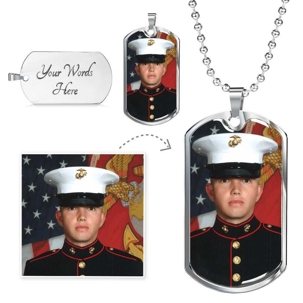 Custom Son Photo Upload Dog Tag Jewelry [hgnjewels1] .316 Surgical Steel with Military Ball Chain Yes 